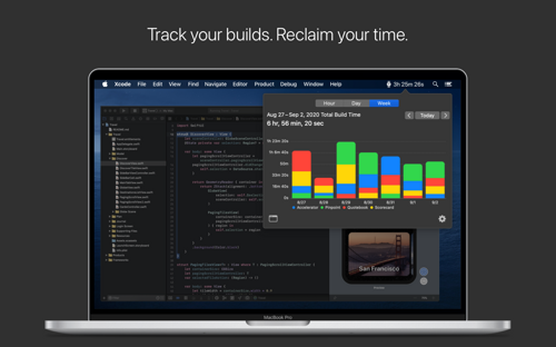 Screenshot of Buildwatch showing build time analytics