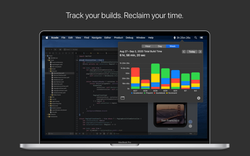 Screenshot of Buildwatch showing build time analytics