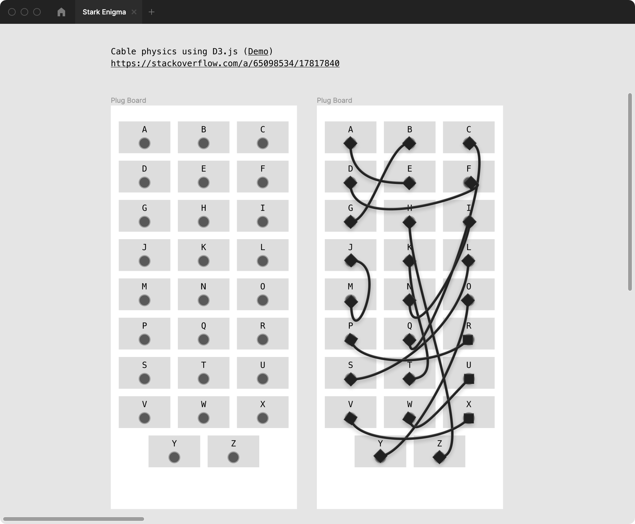 Concept one: a plugboard grid.